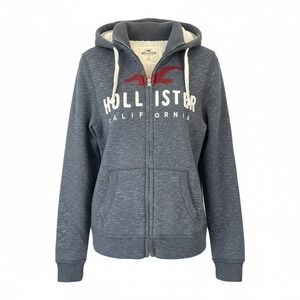 Hollister California Sherpa Lined Zip Up Hoodie Gray‎ Size Small